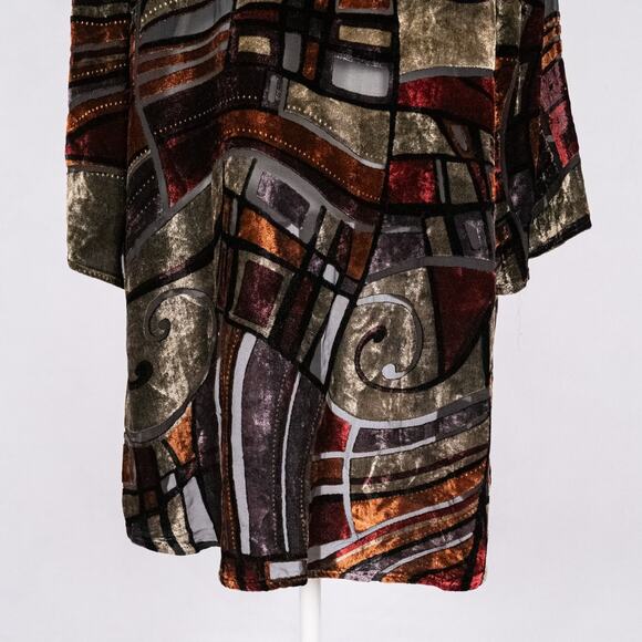 Cocoon House Colorful Burnout Velvet Kimono Jacket L/XL Silk Blend Artsy Unique - Picture 7 of 11